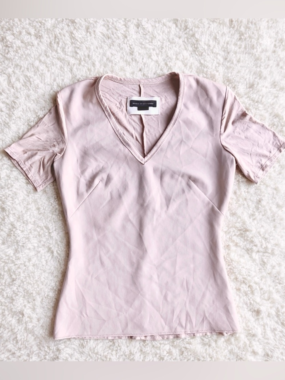 Marie Saint Pierre ESTELA2 Fitted Short-Sleeved Blush Pink Top Size Small